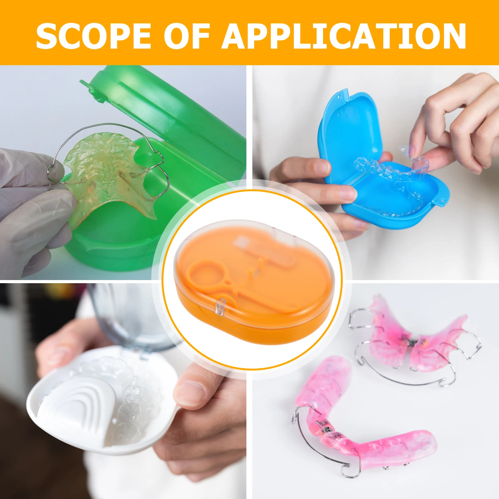 

1 set Travel Retainer Box Mirror Design Lightweight Portable Denture Storage Case Double Layer Holder Breathable