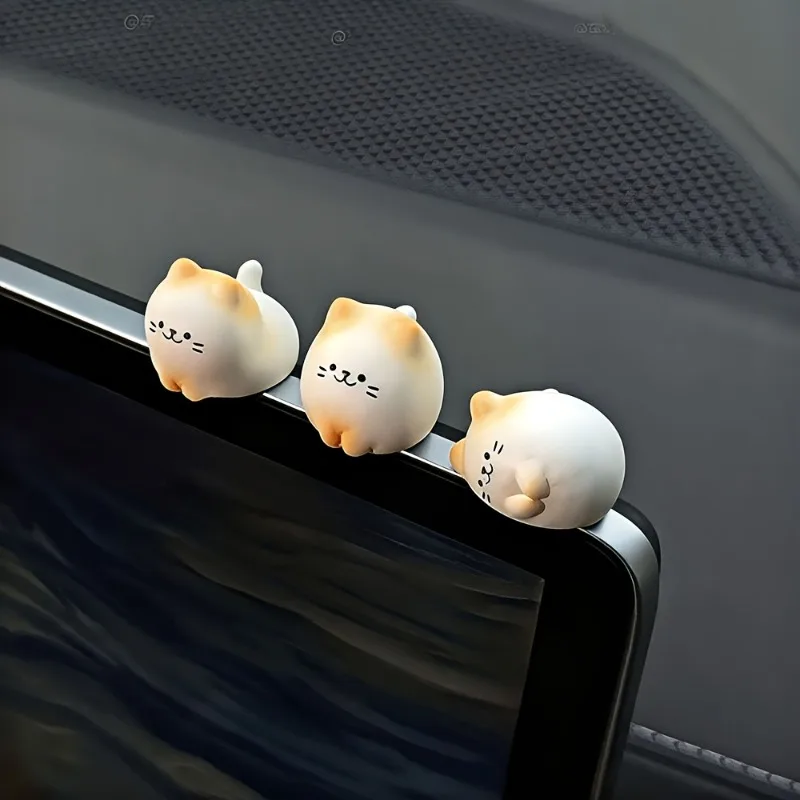 8pcs Adorable Kitten Car Decor Dashboard & Center Console Ornaments - For Decorate Rooms, Micro Landscapes, Desktops Decorations