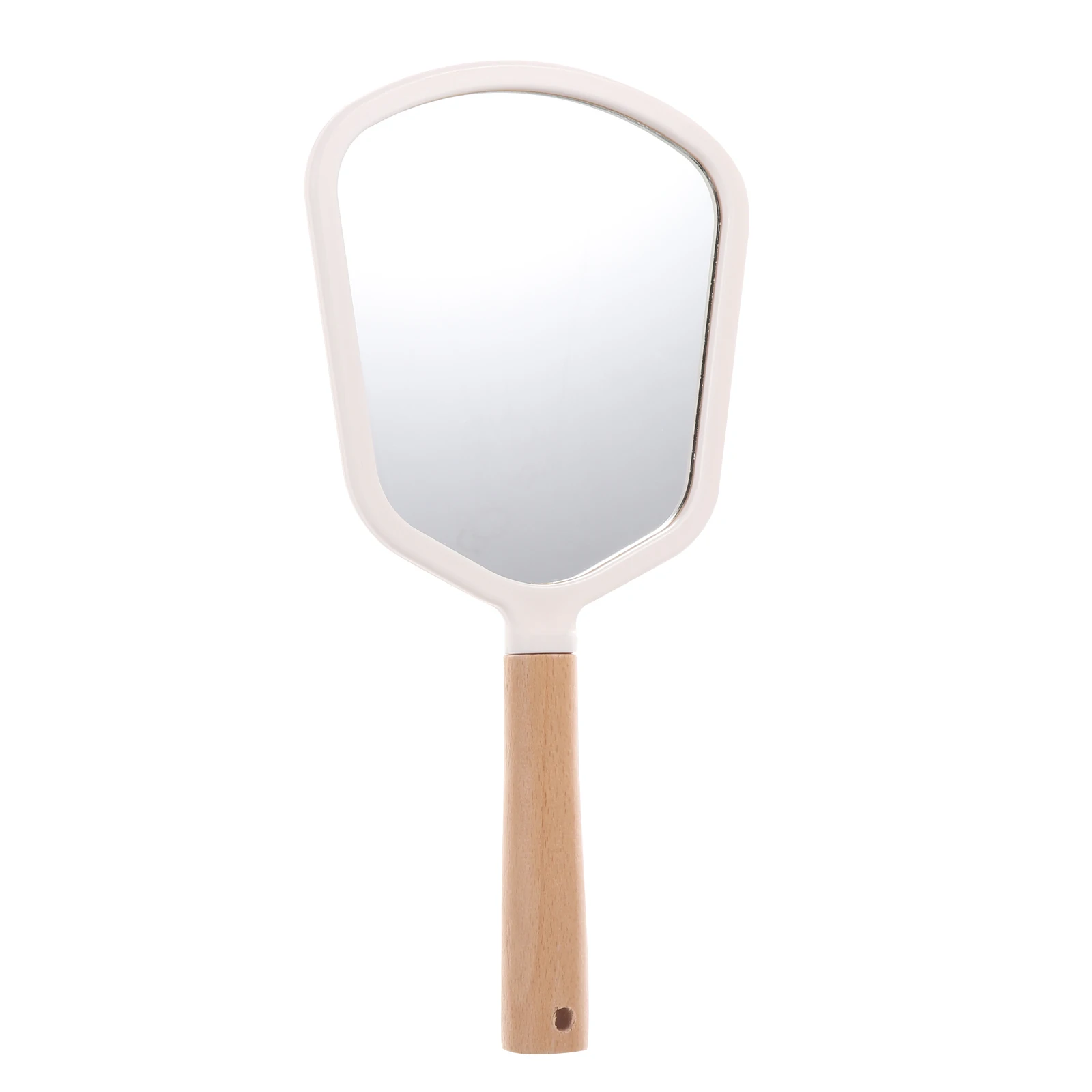 

Solid Wood Makeup Mirror Oval Shape Portable High Makeup Mirror Definition Accessory Bathroom Facility