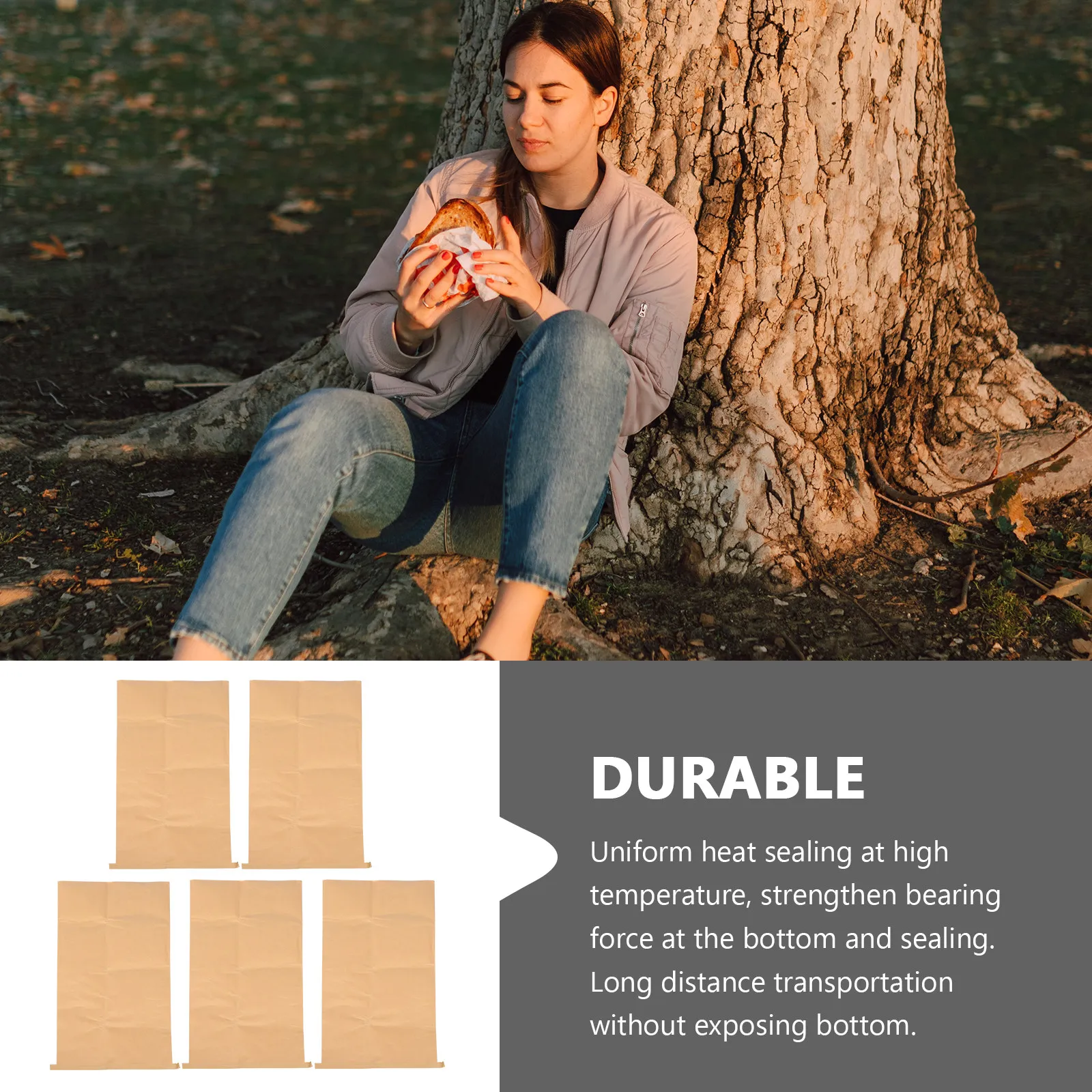 

5Pcs Waterproof Kraft Paper Garden Trash Bags Heavy Duty Leaves Storage Pouch Large Capacity Foldable Yard Rubbish Container