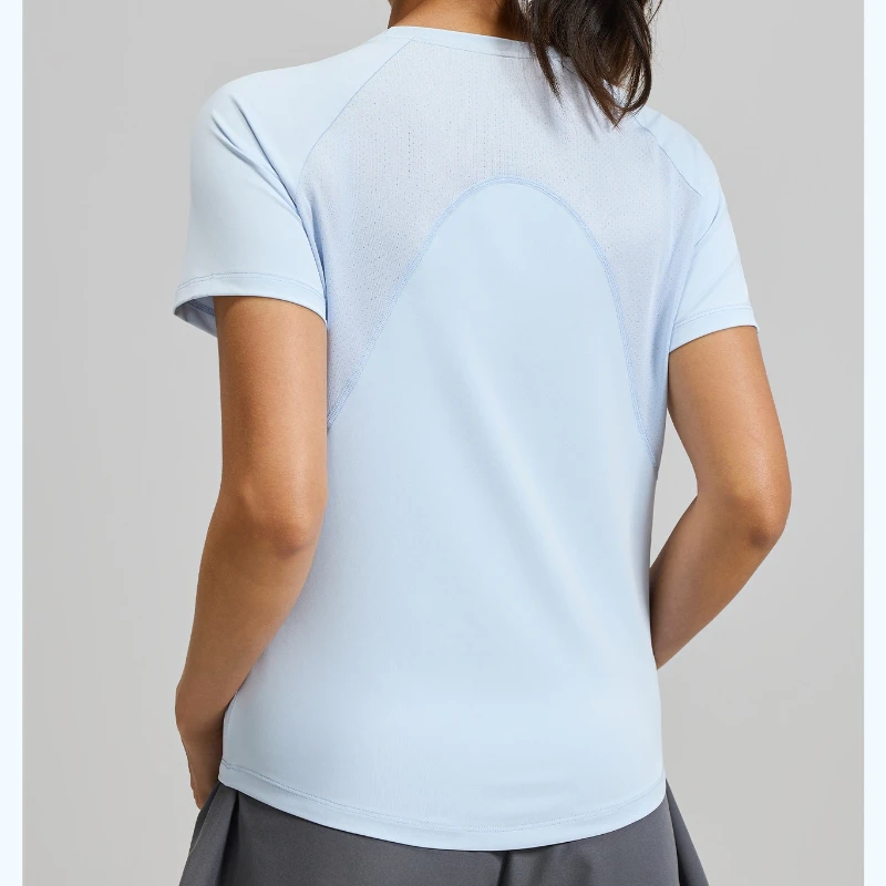 2026 Summer Hot New Women's Sports T-Shirt Outdoor Running Short Sleeve Blue Crewneck Back Mesh Breathable Quick-drying Base Top