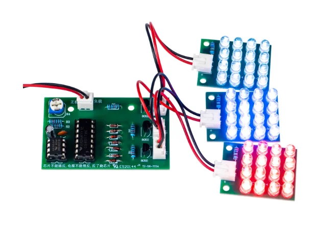 DIY kit for red, blue, and white flashing lights NE555+CD4017 LED alarm lights