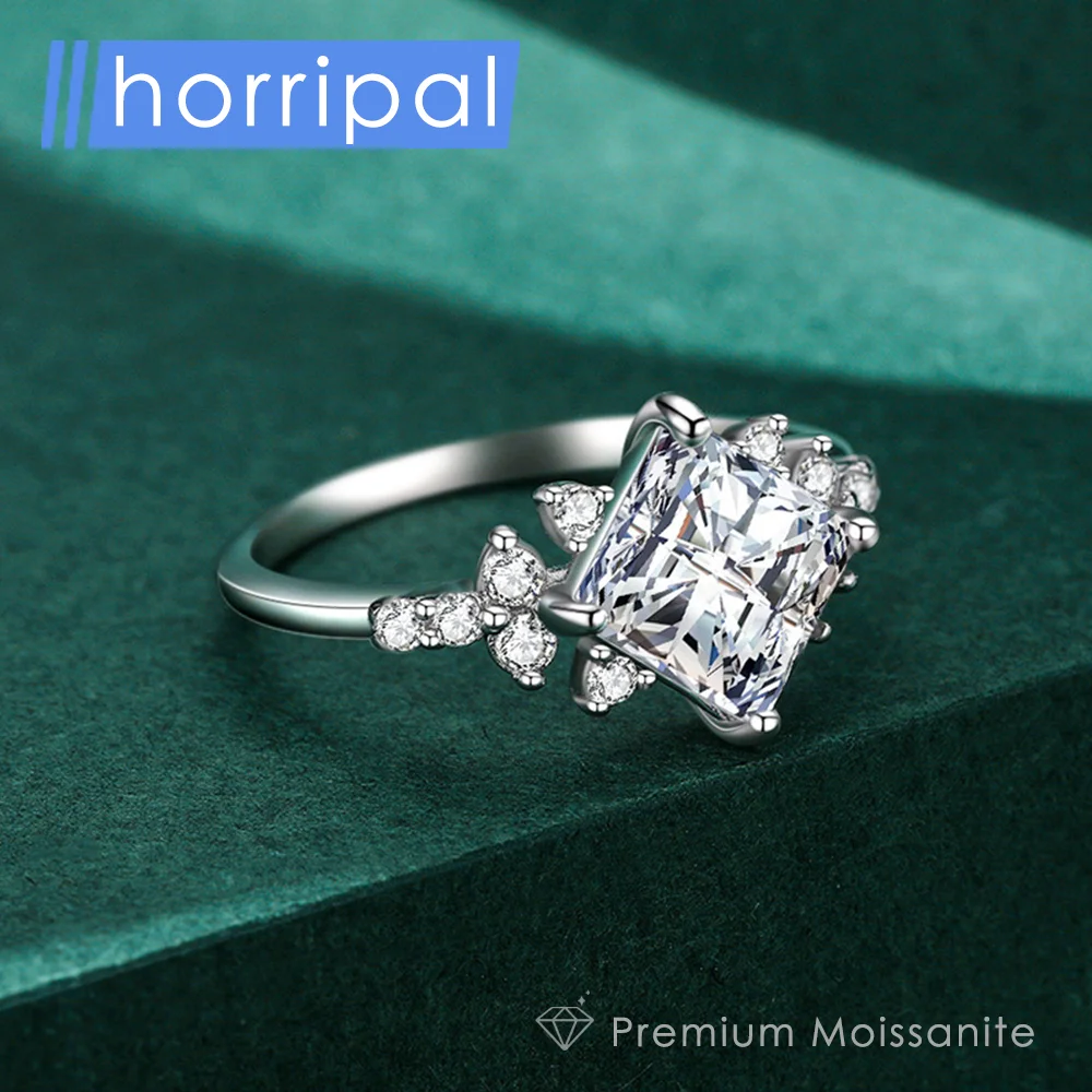 

2ct Moissanite Wedding Rings for Women D Color VVS1 Princess Cut Lab Diamond Eternity Band S925 Silver Moissanite Rings for Her