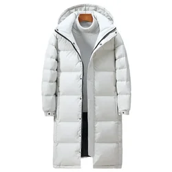 Jaqueta com capuz longo de pato branco masculino, parka grossa masculina, casacos quentes, ao ar livre, alta qualidade,-30 ℃, inverno