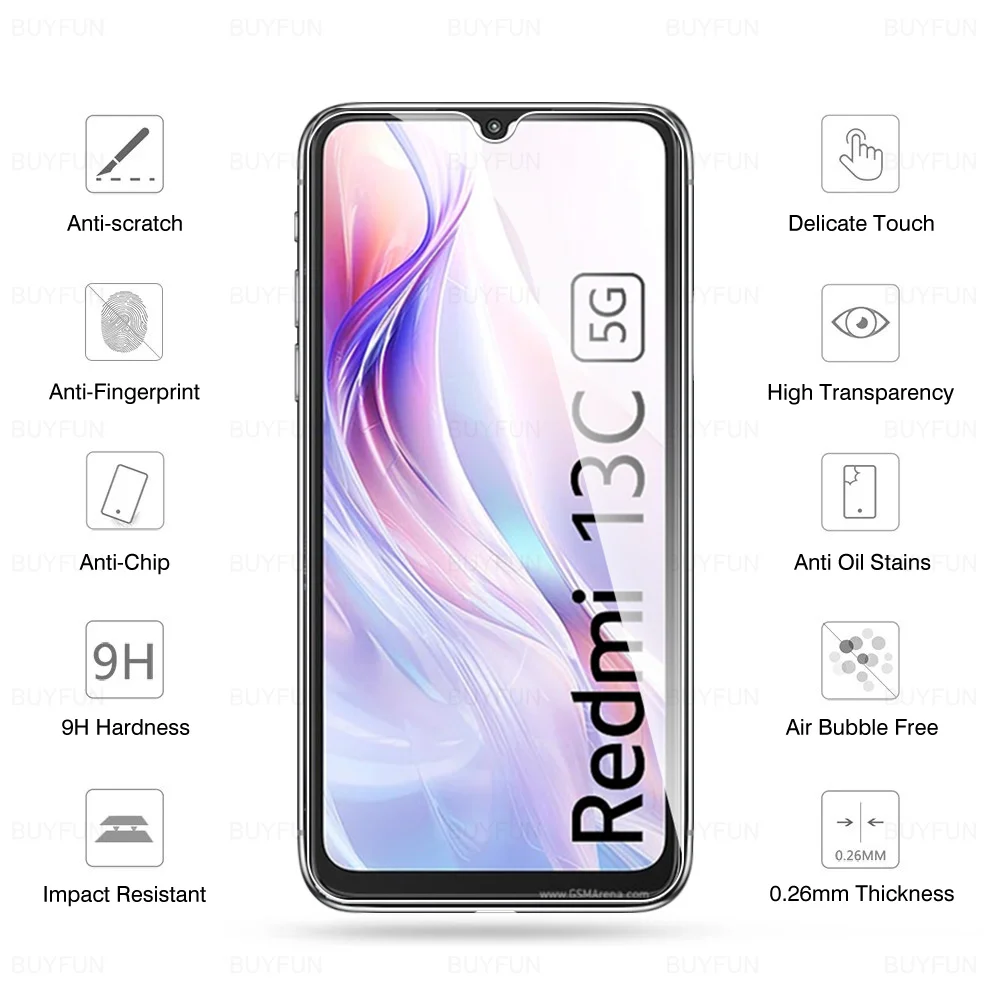 Xiaomi用スクリーンプロテクター,モデルredmi 13c,4g,13r,13 c,c13,mhz用強化ガラス