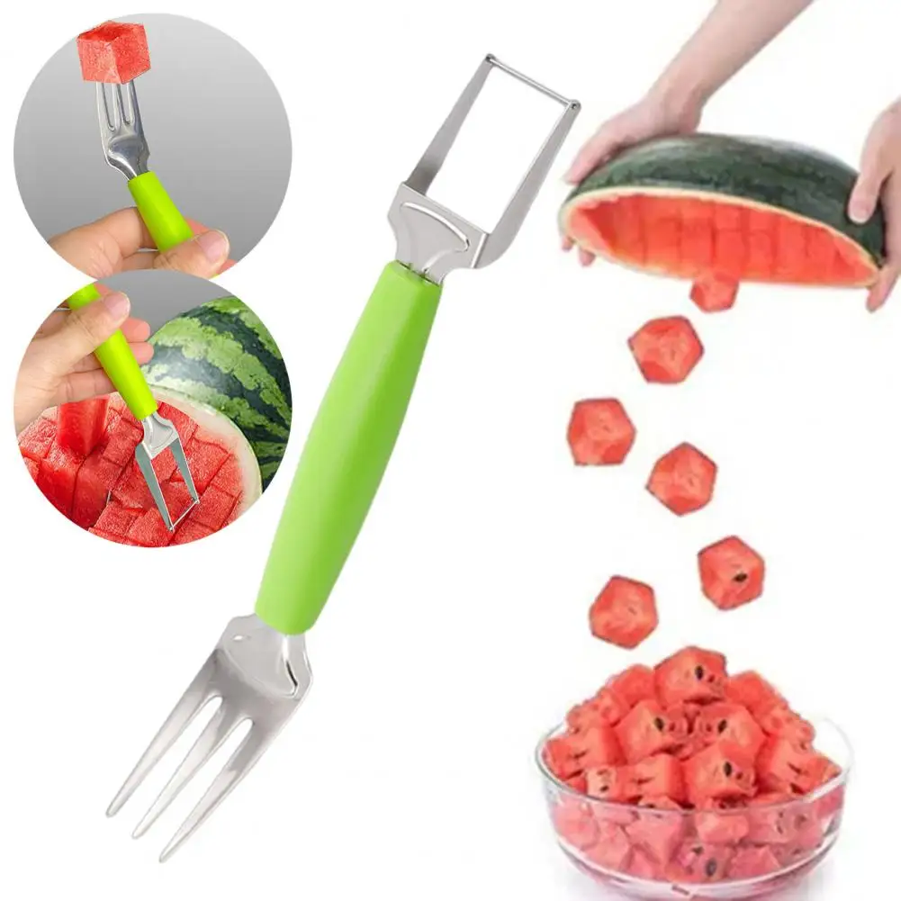 Safe Watermelon Slicer Tool High-quality Fruit Slicer Stainless Steel Watermelon Slicer Fruit Cutter Set 2-in-1 Fork for Picnics