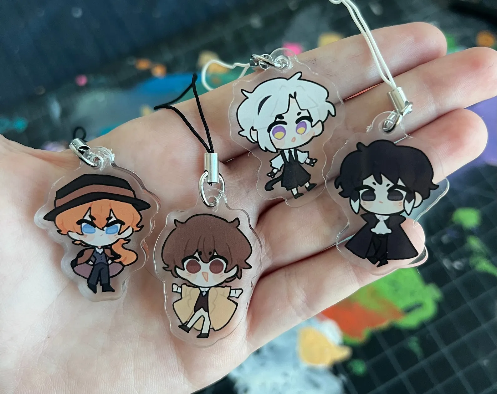 BSD  Anime Acrylic Charms Q Version Keychain Cute Dazai Nakahara