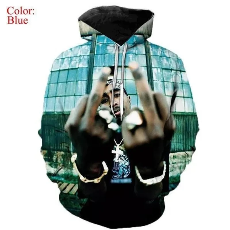 Hoodies Rapper Rock Singer Tupac 3d Print Sweatshirts Men Women Hooded Oversized Hoodie Kids Harajuku Pullover Sweatshirts Coats