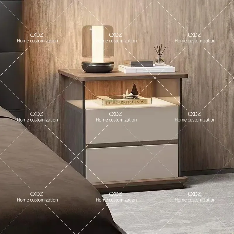 Luxury Walnut Bedside Table with Storage Locker Solid Wood Nightstand for Bedroom High End Modern Design 2026