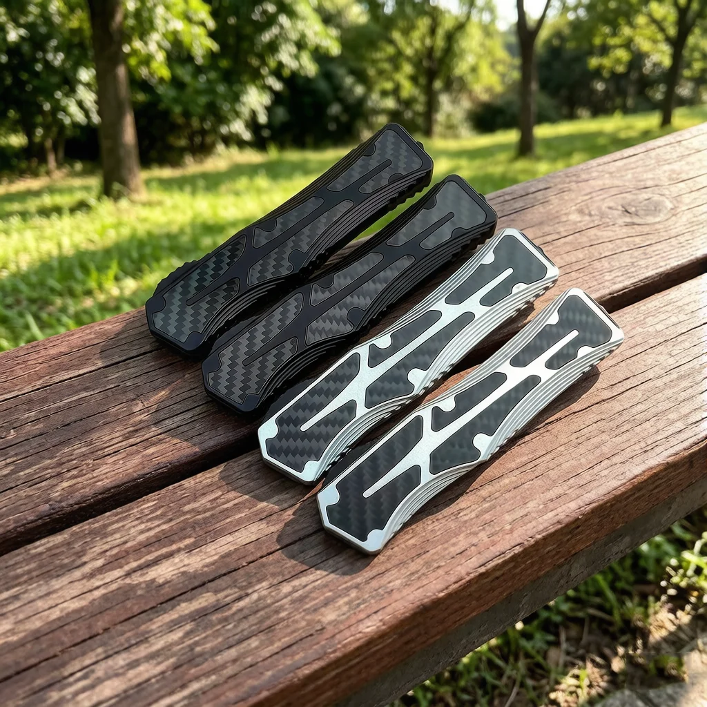 

Высококачественный складной нож EDC OTF-дизайна с рукоятью из карбонового волокна и лезвием из стали D2 для активного отдыха, кемпинга и выживания