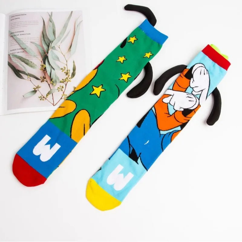 Disney Goofy Pluto Socks Children\'s Padded Warm Mid-Calf Socks Girls Winter Soft Funny Sleep Floor Cotton Socks Christmas Gift