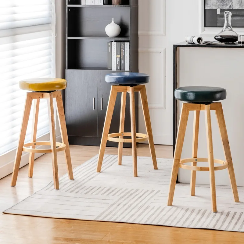 Custom Modern Style Solid Wood Furniture Bar Chair Comfortable Bar Stools Chair For Dining Restaurant Bar Counter Kitchen
