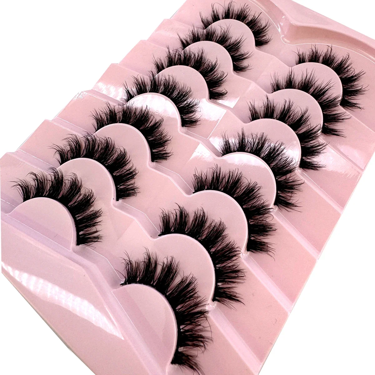 AMSDCN 7 Pairs Fluffy Cat Eye Faux mink eyelashes natural long false eyelash extension handmade volume 3d lashes makeup faux cil