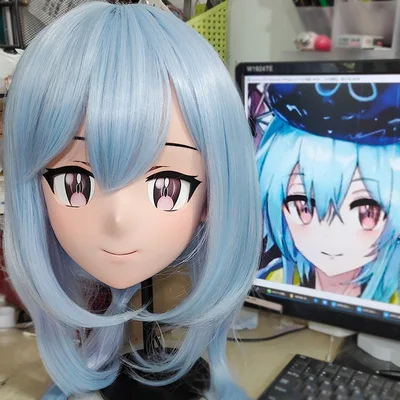 

(GLb015)Customize Character Female Girl Resin Half Head Crossdress Cosplay Japanese Anime Role Kigurumi Mask With Eyes And Wig