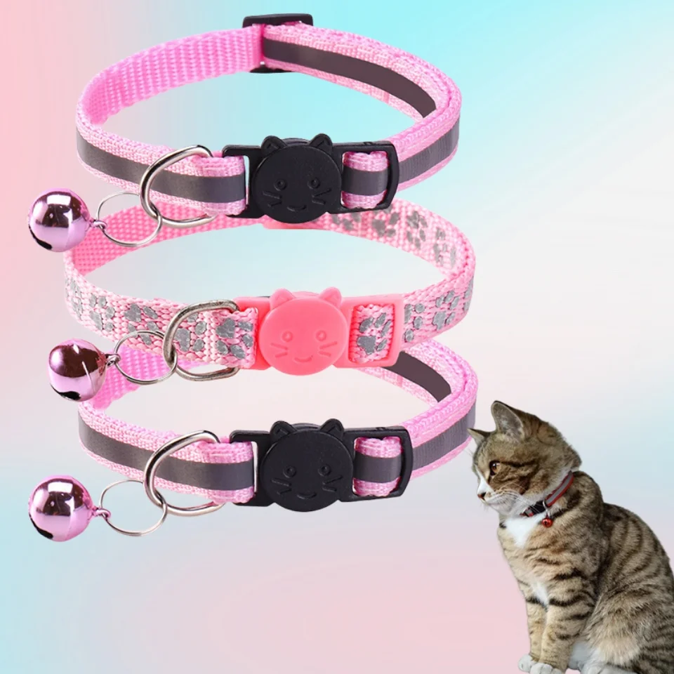 3er-Pack Reflektierende Sicherheits-Halsbänder für Kätzchen & Welpen, Leuchtende Hunde- und Katzenhalsbänder mit Kleiner Glocke, Verstellbare Schnallen-Halskette – Detail 3