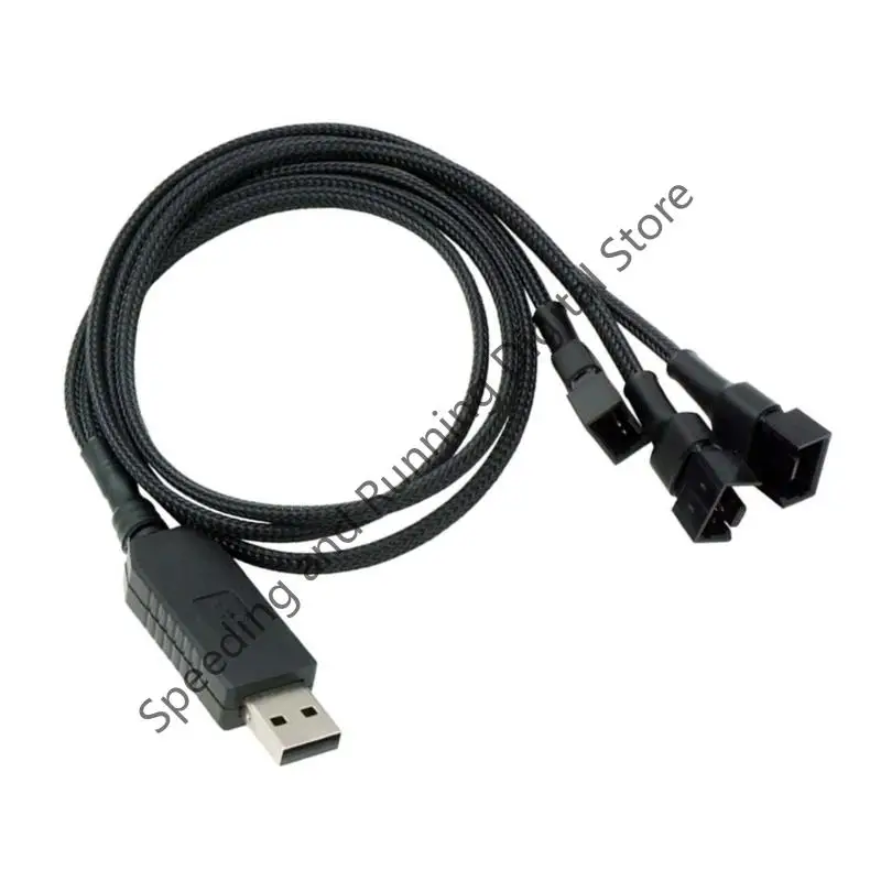 12V USB to 4Pin Fan Sleeved Power Adapter Cable Usb A Male 1 to 1/2/3 way 4pin Fan Cable 50CM