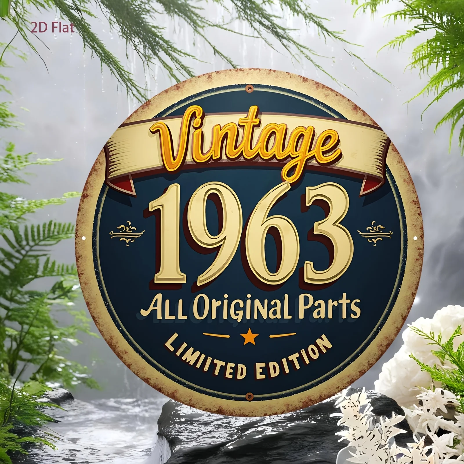 2D Flat - 1pc Vintage 1963 Aluminum Sign | 2D Flat Round Wall Hanging, Perfect For Home, Garage Decor, Multipurpose Use, 8*8In