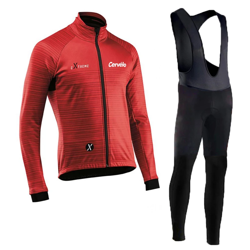 Cervélo Men Summer Long Sleeve Bicycle Jersey Set Lightweight Road Cycling Clothing Quick Dry Breathable Bib Shorts Race Wear