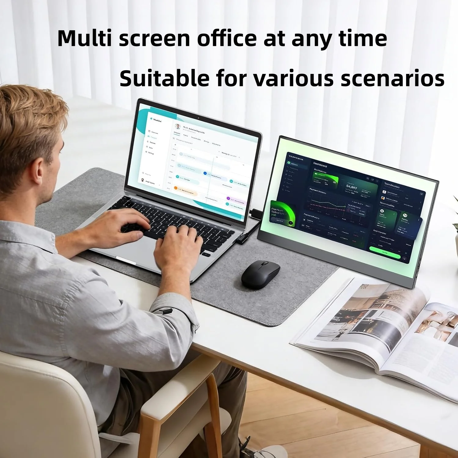 14 Inch 2.5K Ultra HD Portable Monitor 2560x1600 16:10 IPS 100% sRGB with Kickstand VESA Mount for Switch Phone Laptop Game Cons view 5