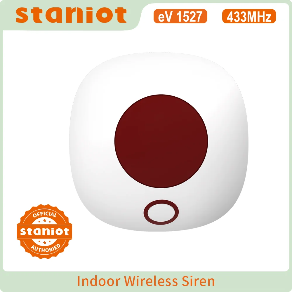 433MHz Indoor Wireless Alarm Siren Mini High Decibel Loudness Sound & Light Strobe Siren for Home Security Burglar Alarm