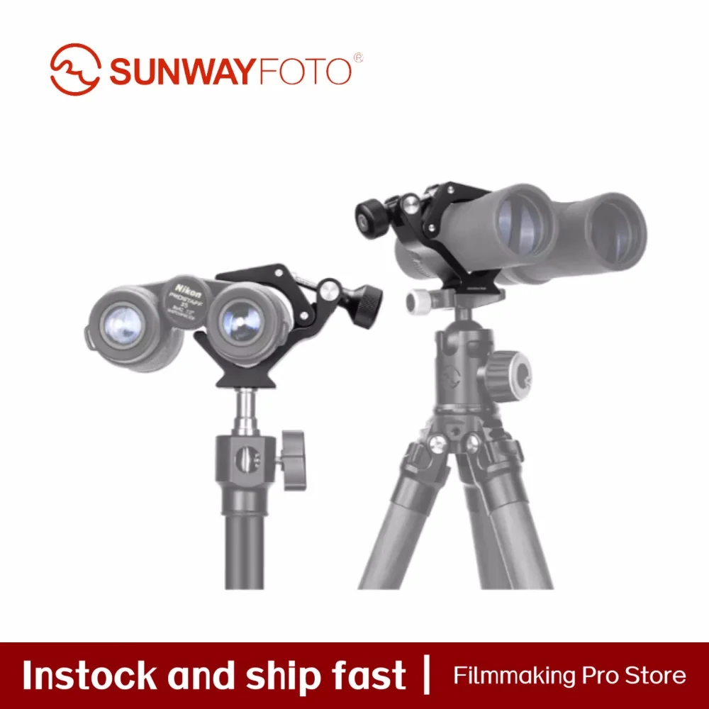 

SUNWAYFOTO Binocular Clamp with 26-64mm Diameter Range, 1/4”-20 & 3/8”-16 Mounting Sockets