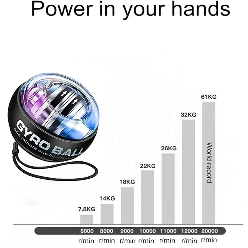 LED Powerball مدرب المعصم الكرة المعصم تقوية الدوران الذاتي بدء الساعد المدرب الدوران الكرة لتقوية العضلات #4