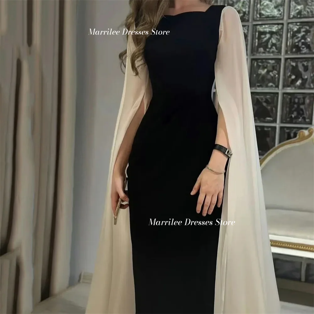 Marrilee Simple O-Neck Mermaid Ankle Length Cap Sleeve Stain Evening Dress Saudi Arabian women Chiffon Formal Occasion Prom Gown