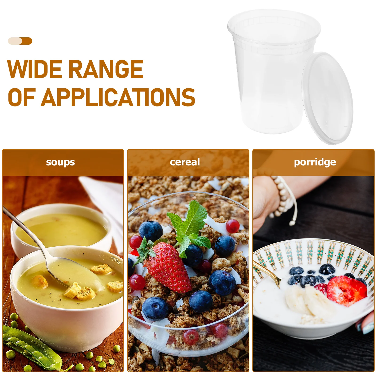 

Food Containers With Lids Disposable Soup Bowls Takeaway Boxes Leakproof Porridge Cups Yogurt Dessert Bowls For Home Party