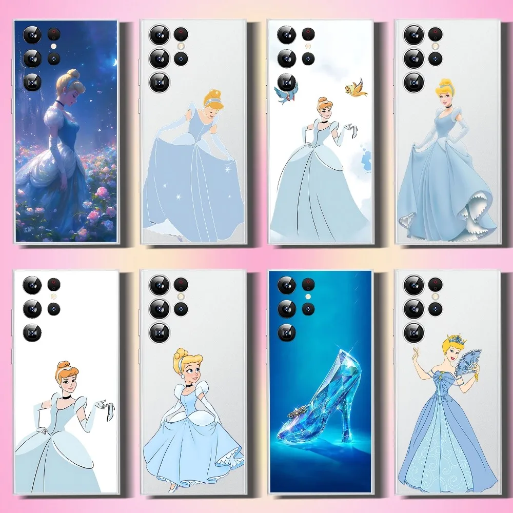 C-Cinderella Princess Phone Case For Samsung Galaxy A52 A12A51 S21 Edge S22ULTRA S23 S20LITE Plus Ultra Transparent Cover