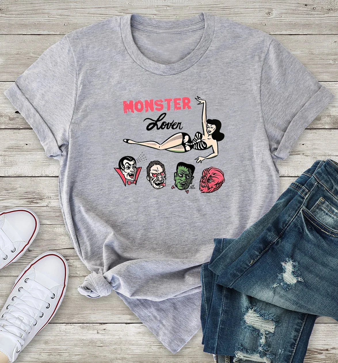 Monster Lover Aesthetic Women Graphic T Shirt Cotton Dark Hell Gothic Clothes Y2k Skull Skeleton Halloween Tshirt Y2k Top Female