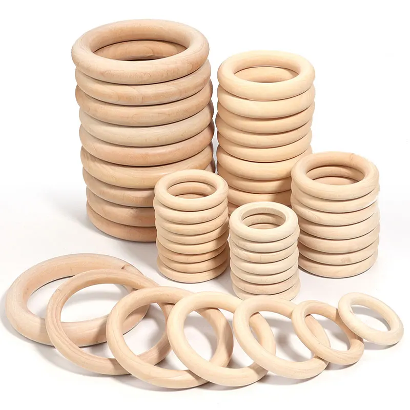 15-100MM Solid Wooden Rings Unfinished Natural Wood Beads DIY Wood Hoops for Handmade Accessories Crafts Wood Hoops Connectors