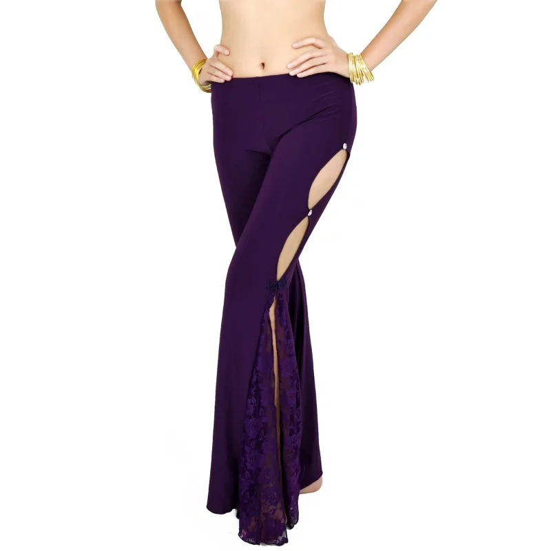 

Customized Side Slit Lace Pants Belly Dance Clothes Belly Dance Costumes Practice Pants Lace