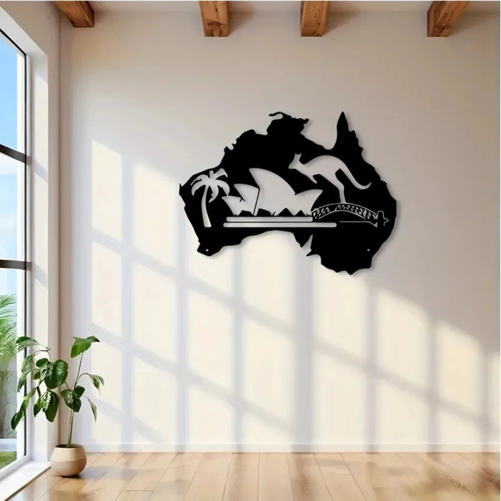 Australia Kangaroo Metal Wall Art Black Silhouette Minimalist Indoor Outdoor Home Decor Gift