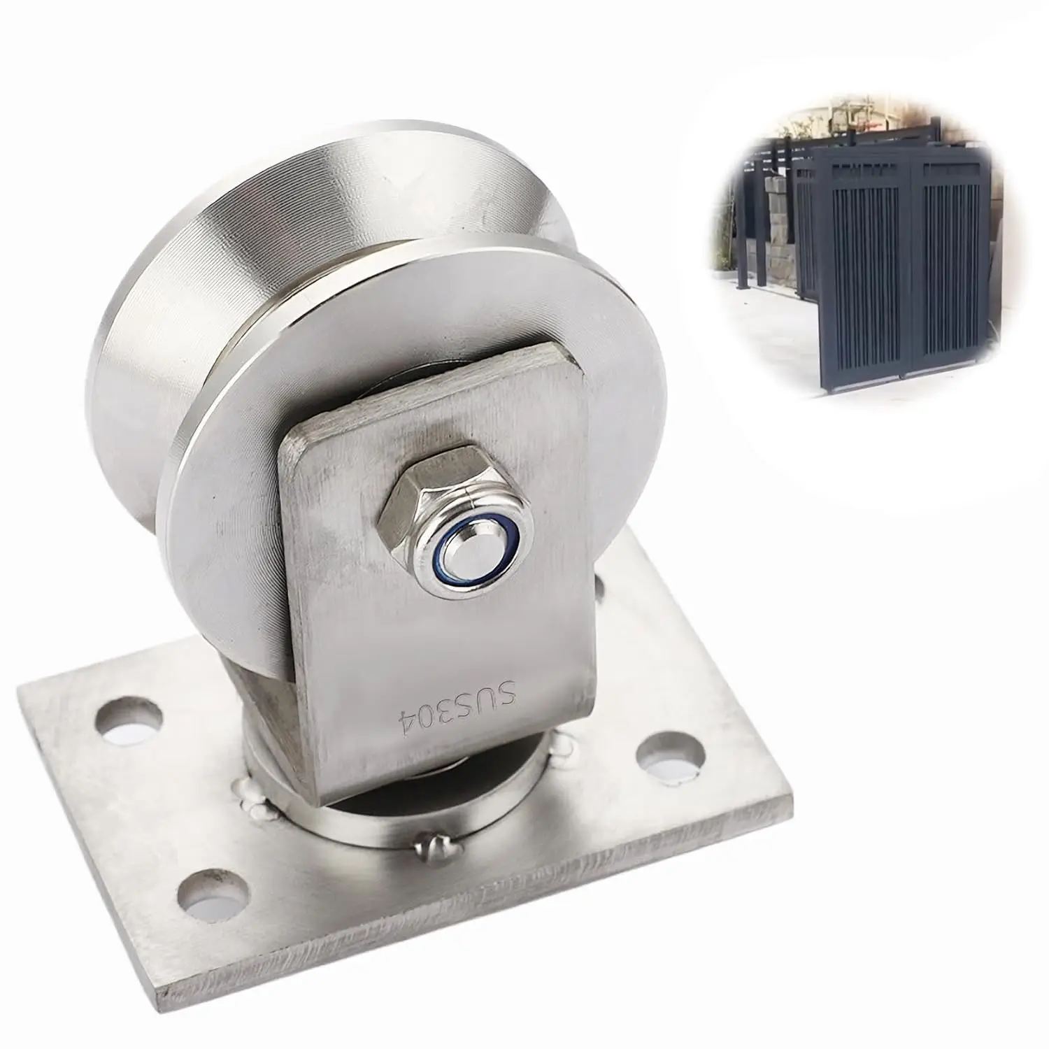 3 polegadas 304 inoxidável u v h sulco rolos de portão deslizante com placa para portão de balanço guia resistente polia roda de elevação