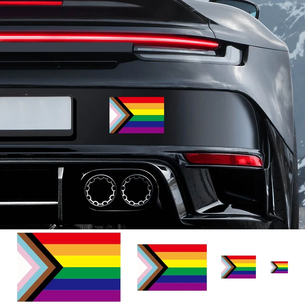 3pcs Rainbow Flag Intersex Inclusive Progress Pride LGBT Stickers PVC Waterproof Auto Styling Decals Car Exterior Accessories