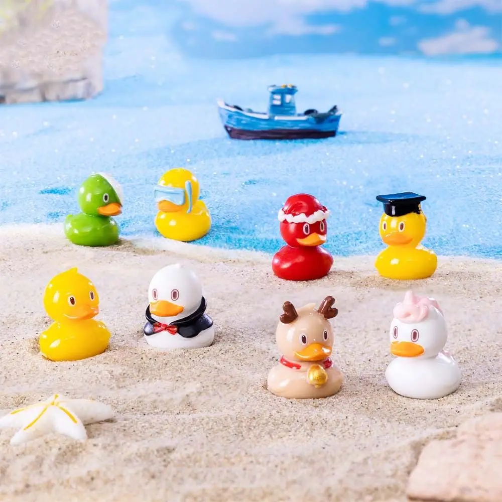 Simpatiche mini figurine di anatra artigianato in resina figurine di anatra fatte a mano in miniatura fai da te cartone animato micro decorazione paesaggistica