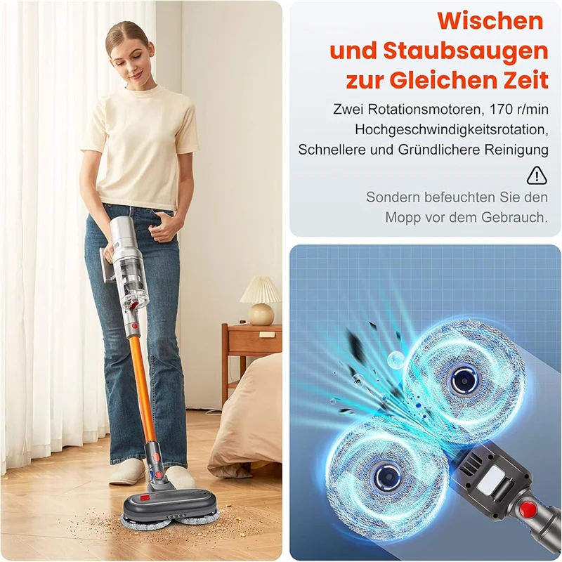 

HLZS-Насадка для швабры для пылесоса Dyson V7/V8/V10/V11/V15, насадка для влажной швабры включает резервуар для воды со светодиодной подсветкой