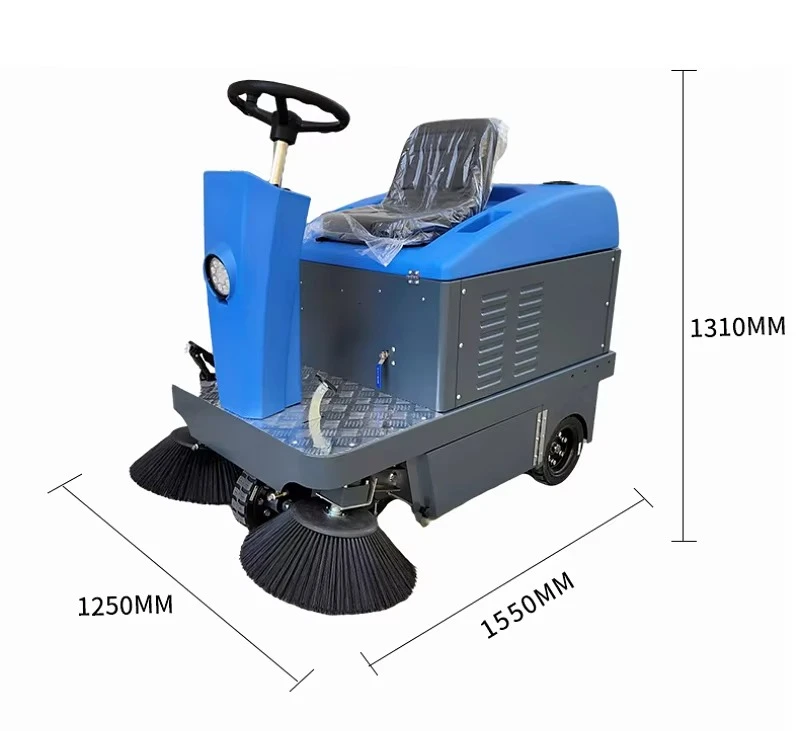 48V Electric Ride-On Road Sweeper with Water Spray New Condition Efficient Cleaning Tool for Outdoor Spaces