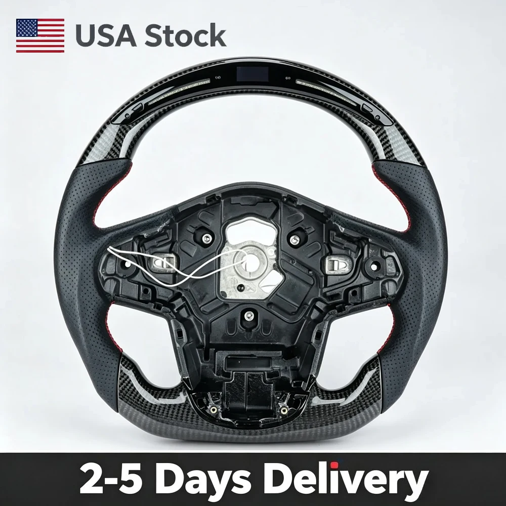 Real Carbon Fiber Steering Wheel For Toyota GR Supra MK5 2019-2026 D-shaped Flat Bottom Perforated Leather With LED