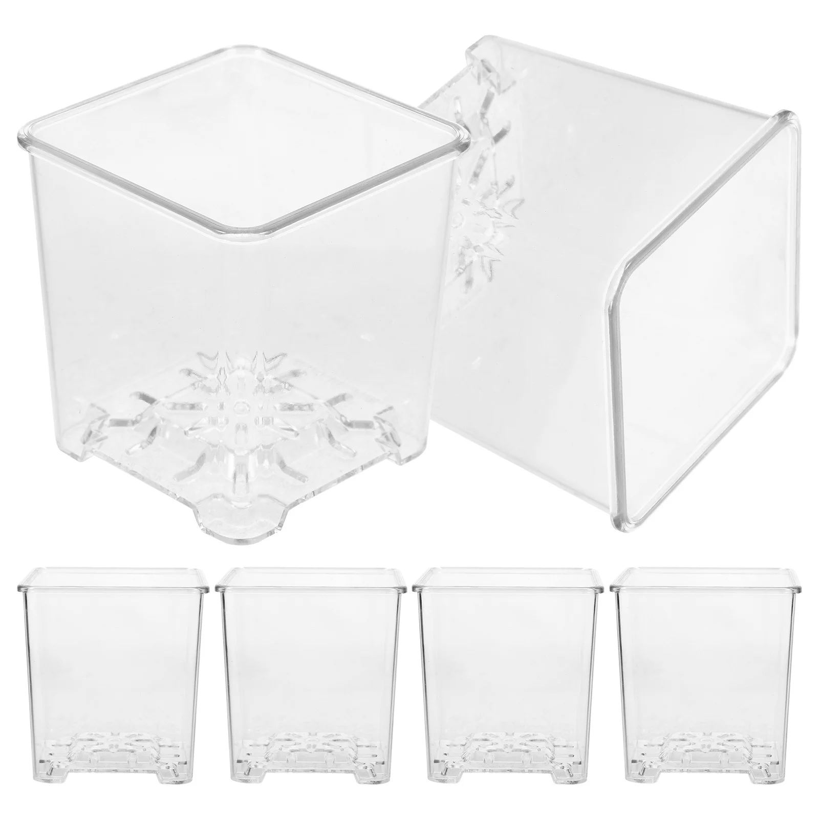 

6Pcs Transparent Plant Pots for Orchids Breathable Nursery Starter Pots with Drainage Strong Flexible Acrylic Flower Containers