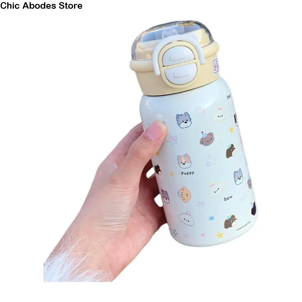 

Cute 500ml Double Drinking Water Cup Cartoon Large Capacity Straw Bottle with Straw Leak Proof Iced Coffee Cup Travel