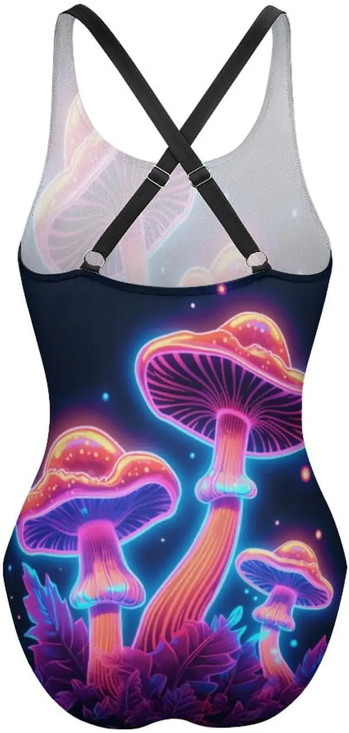 ملابس سباحة قطعة واحدة من Luxy Trio Mushroom للنساء، ملابس سباحة مثيرة للتخسيس بدون ظهر للتحكم في البطن