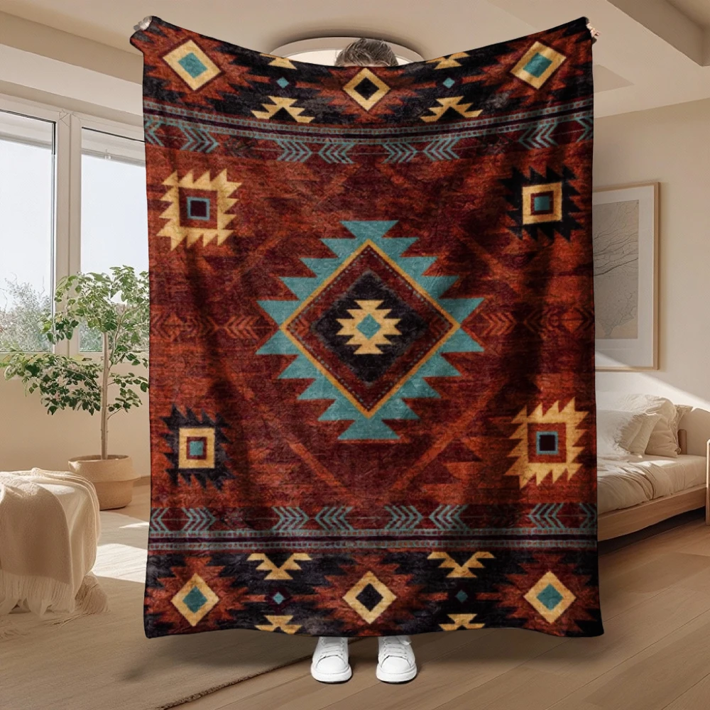 Southwestern Geometric Pattern, Home Decor Gift, Soft Cozy Blanket, Rustic Diamond Design, Multi-Purpose Throw, Warm Comfort
