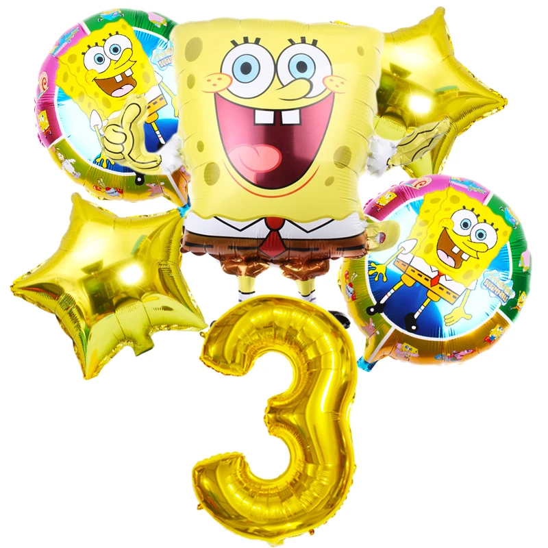 6Pcs SpongeBob SquarePants Patrick Star Balloon set Birthday Party Balloons Helium Ballons Boy Girl Baby Shower Party Supplies