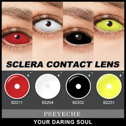 Pseieche-lentes de contacto para Cosplay, lentes de ojos grandes, Blanco ciego, completo, negro, 22MM, 1 par
