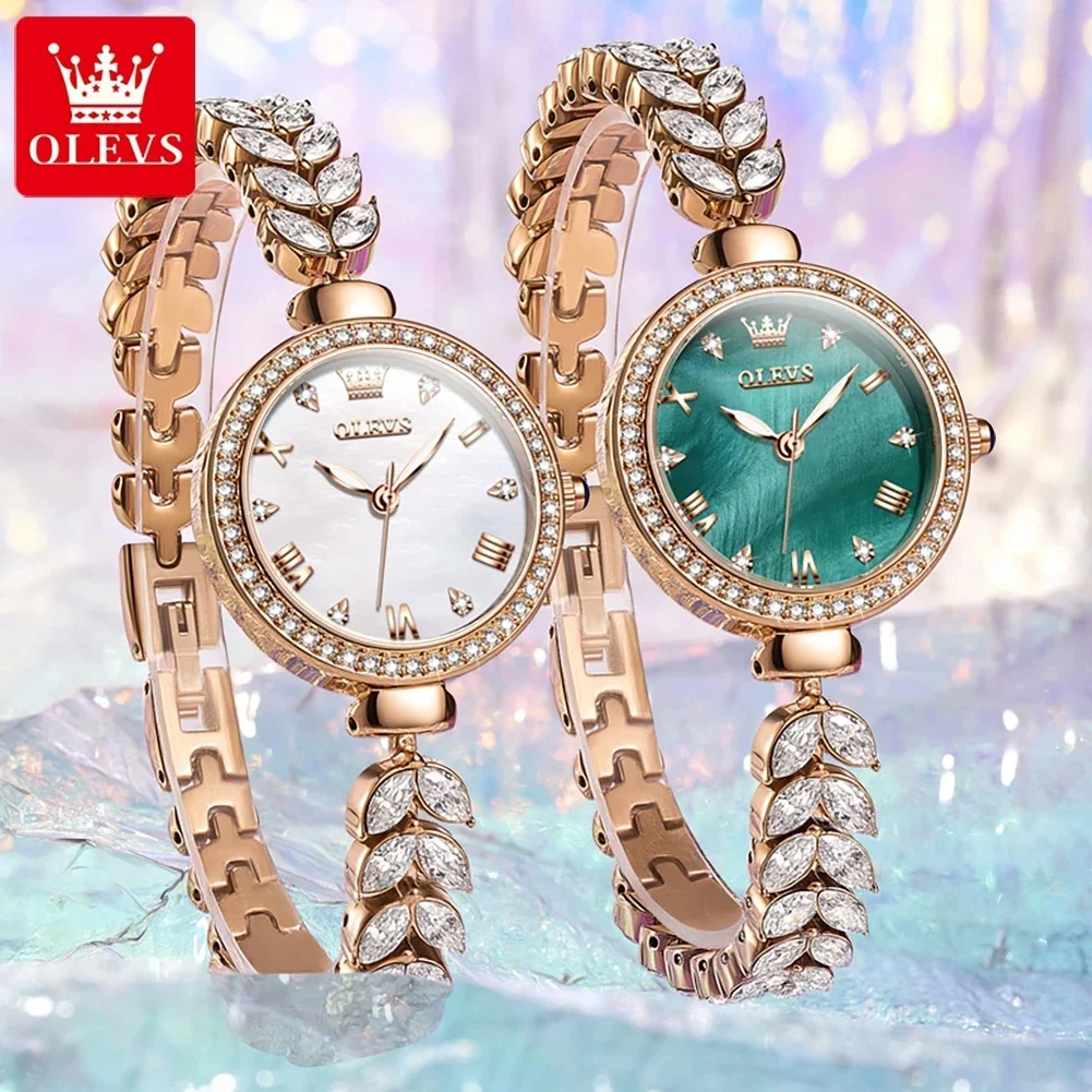 OLEVS 9971 Quartz Watch For Women Business Diamond Steel Strap Luminous Waterproof Ladies Wristwatches free shipping watches