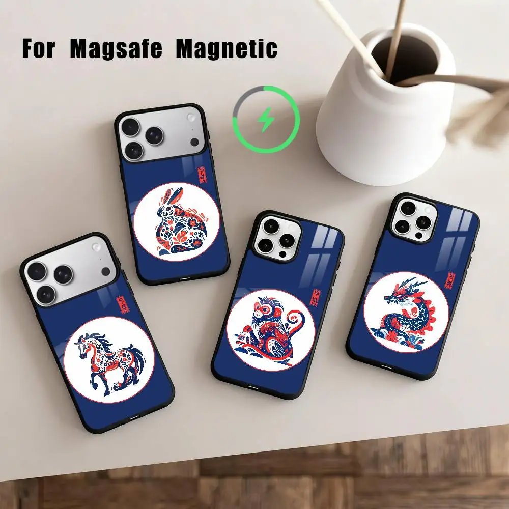 

The Twelve Chinese Zodiac Signs Phone Case For iPhone 17,16,15,14,13,12,Plus,Pro,Max for Magsafe Magnetic Wireless Charging