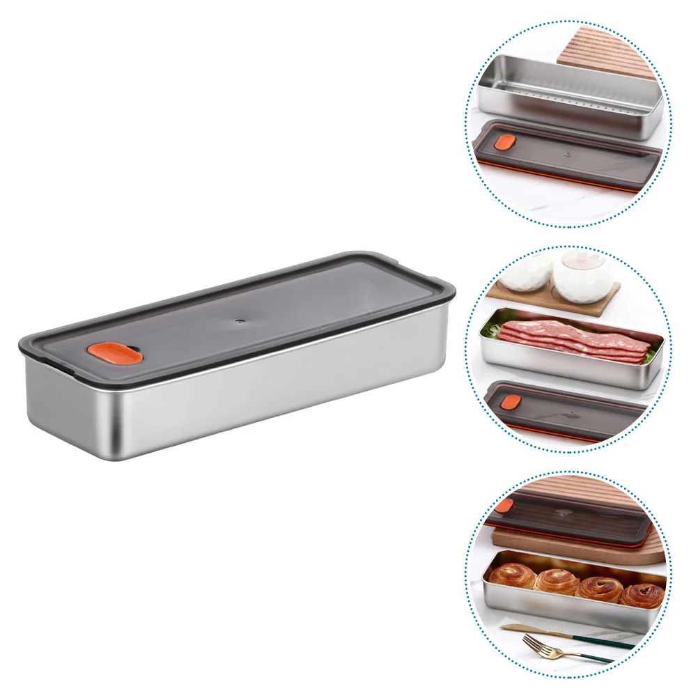 

304 Stainless Steel Airtight Food Storage Container Black Transparent Beef Bacon Box for Refrigerator Fridge for Refrigerator