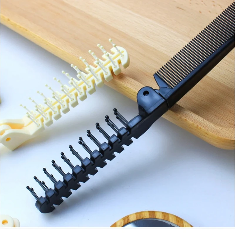 5 قطع 2 في 1 مشط شعر مزدوج الرأس قابل للطي، فرشاة شعر محمولة للسفر، مشط شعر مدمج، فرشاة جيب قابلة للطي