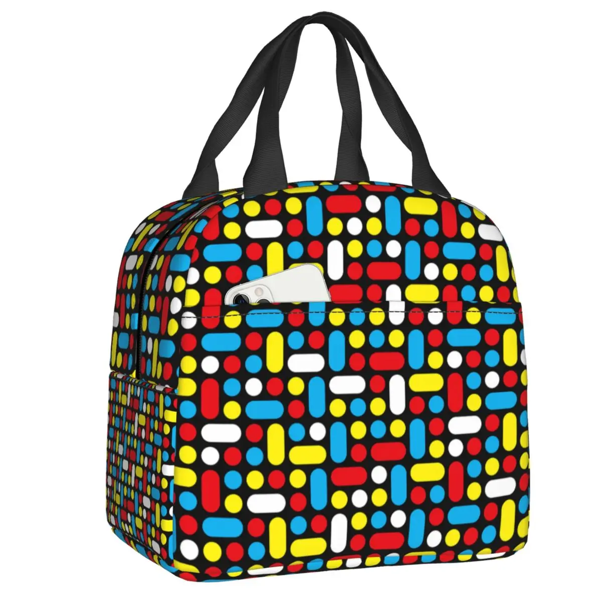 Custom Geometric African Ankara Pattern Insulated Lunch Box Women Portable Thermal Cooler Lunch Bag Picnic Food Container Tote